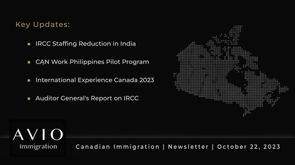 Cover image for Canadian Immigration Weekly Digest, October 22, 2023 issue, by AVIO Immigration.